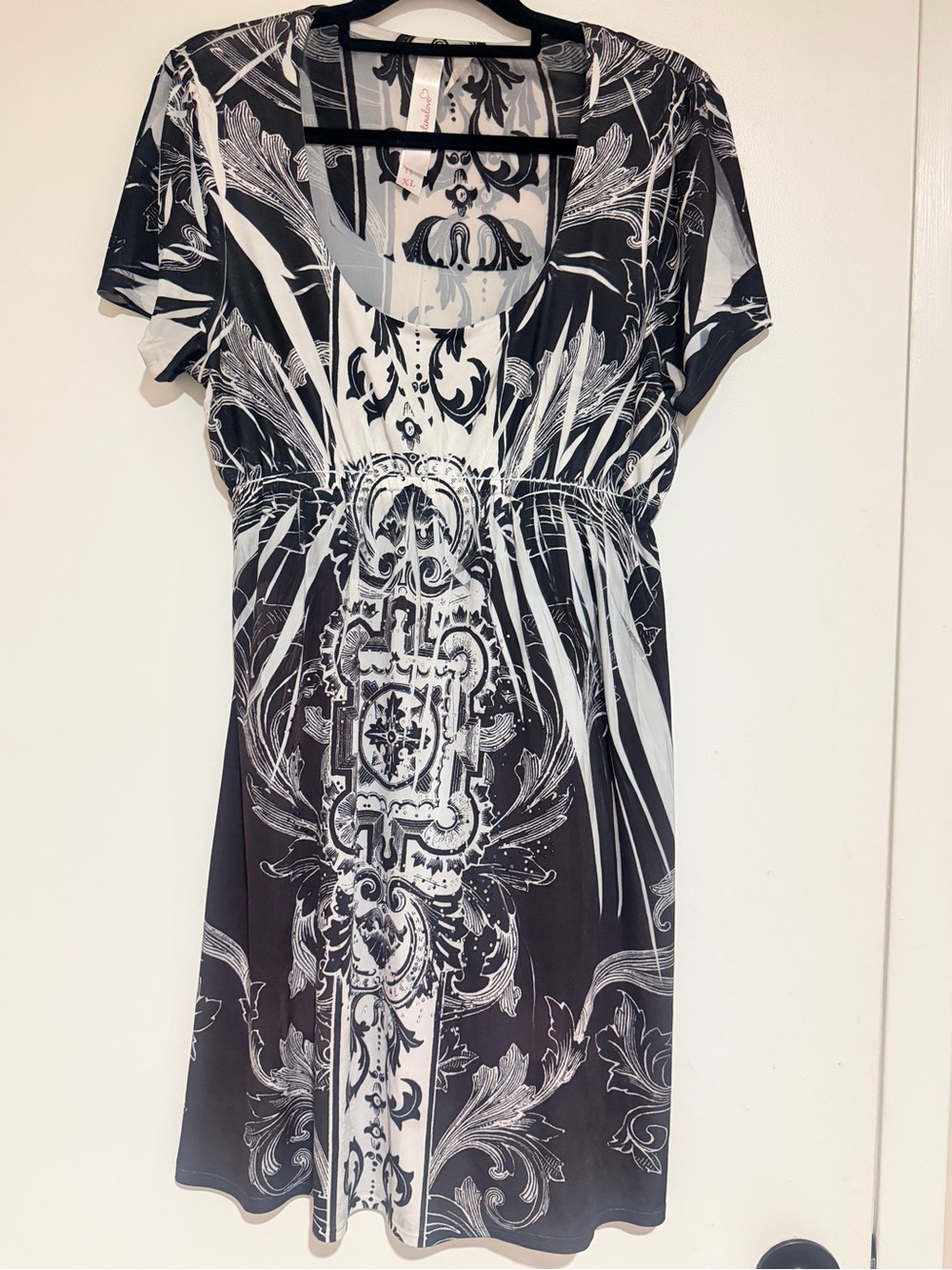 ChristinaLove Empire-Waist Black and White Printed Dress